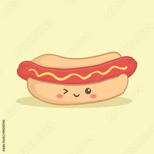 Cute Hotdog Bread Food Vector Illustration Cartoon