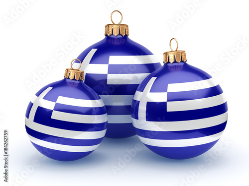 3D rendering Christmas ball with the flag of Greece