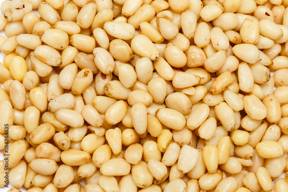 Pine nuts isolated on white Pine nuts isolated on white