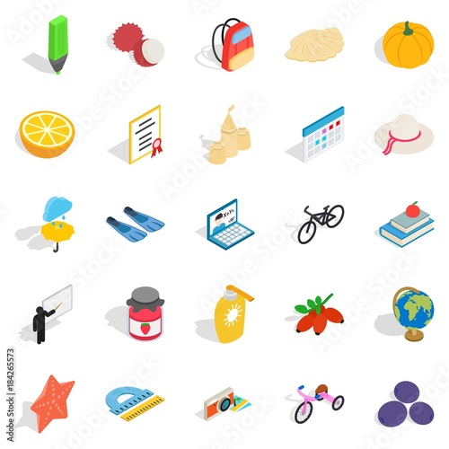 Children age icons set, isometric style