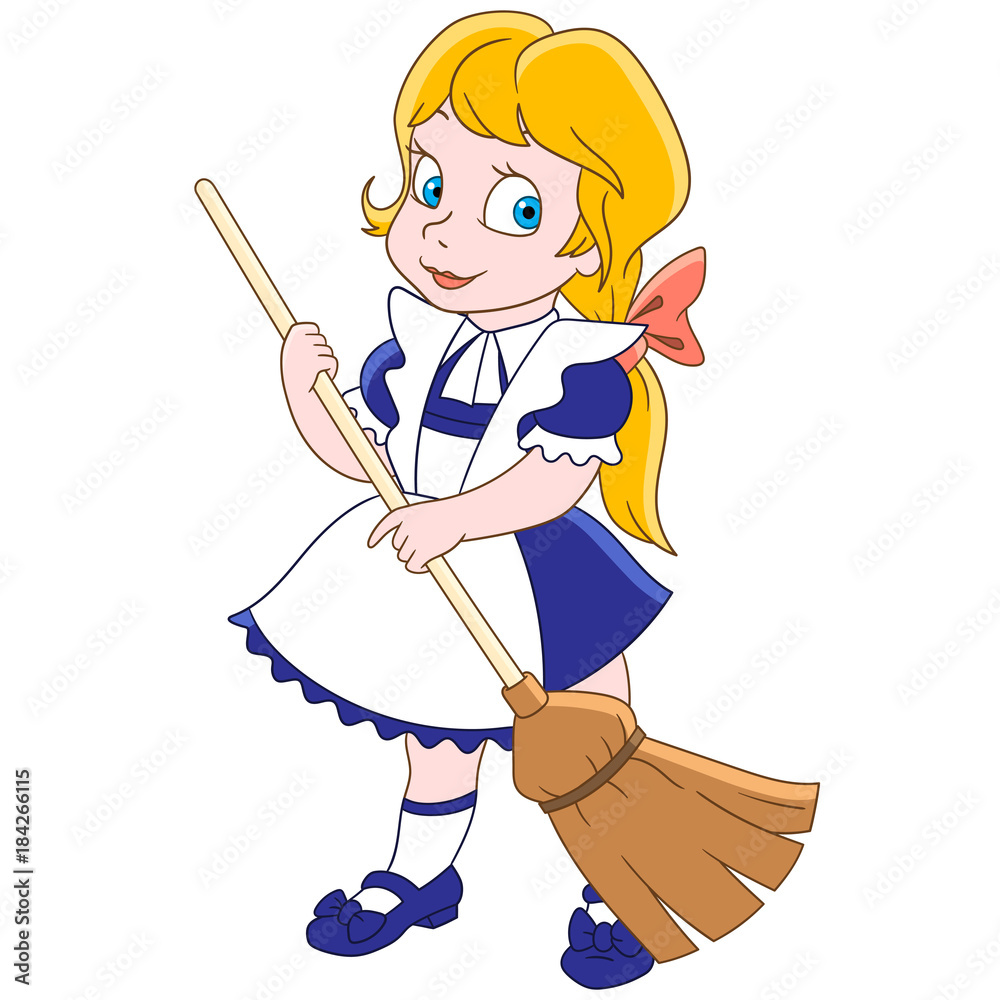 Cartoon Girl Sweeping The Floor Viewfloor.co