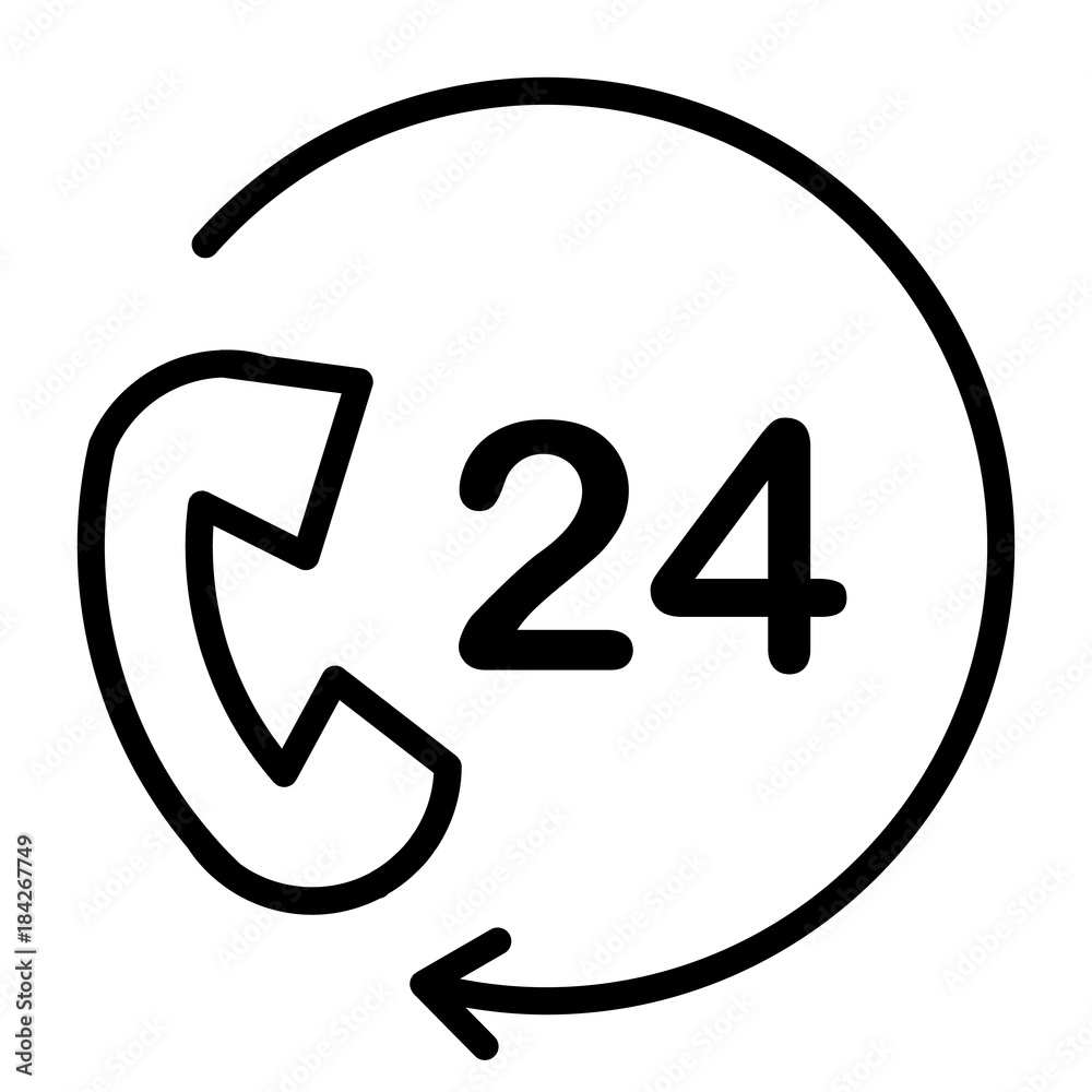 24 Hours Service Support Pixel Perfect Vector Thin Line Icon 48x48. Simple Minimal Pictogram 24 Hours Service Support Pixel Perfect Vector Thin Line Icon 48x48. Simple Minimal Pictogram