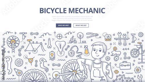 Bicycle Mechanic Doodle Concept