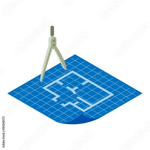 Floor plan icon, isometric 3d style