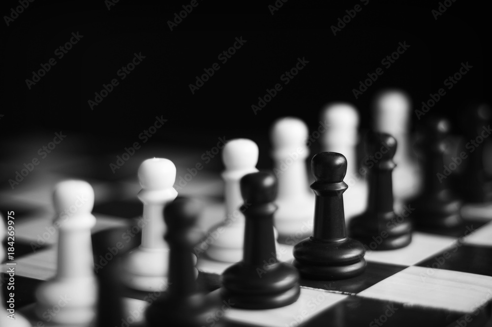 Black and white chess set