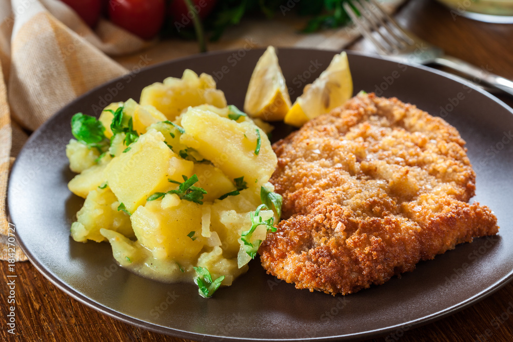 Homemade breaded viennese schnitzel Homemade breaded viennese schnitzel