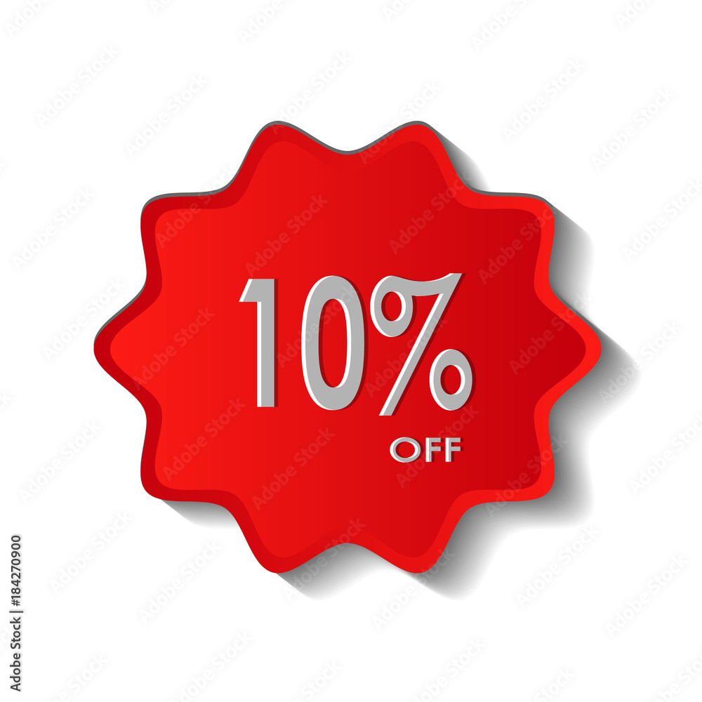10% OFF Discount Sticker Sale Red Label Price Discount Symbol 10% OFF Discount Sticker Sale Red Label Price Discount Symbol