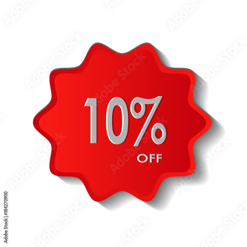 10% OFF Discount Sticker Sale Red Label Price Discount Symbol