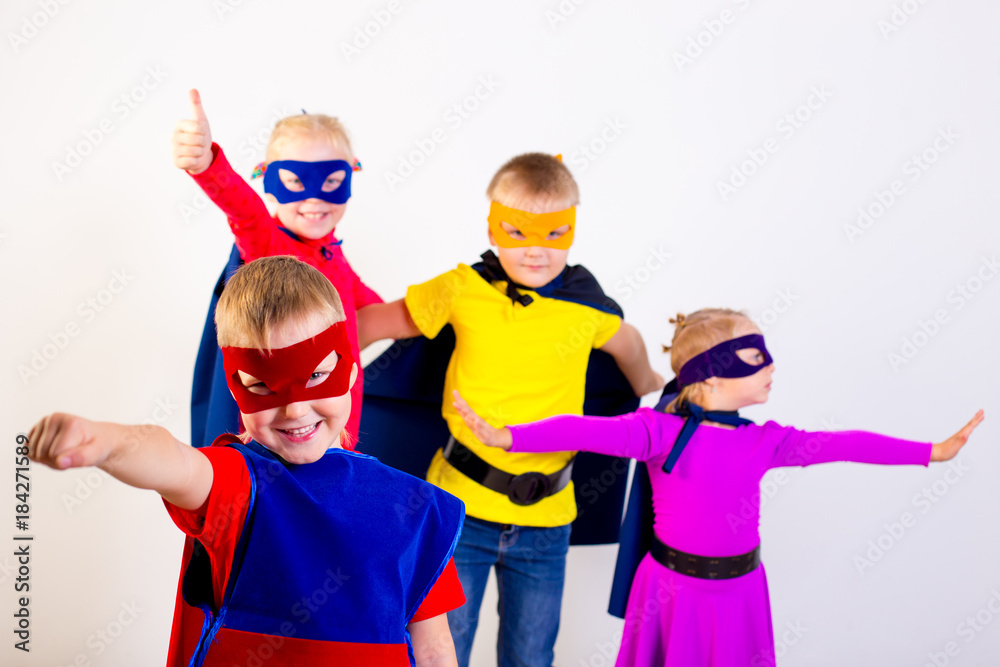 Fototapeta premium Superheroes kids friends