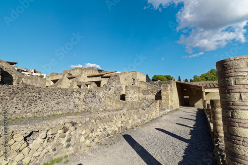 ruined buildings in Herculaneum, naples, italy
