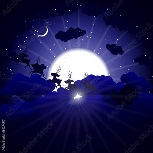Sunrise at night with Santa Claus