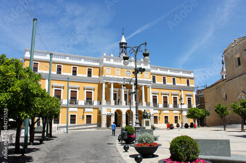 Obraz na plátně The Palacio Municipal, city hall of the city of Badajoz, Extremadura, Spain
