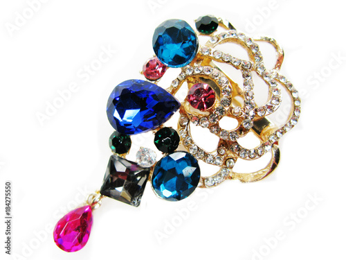Leinwand Poster jewelry with bright crystals brooch luxury fashion