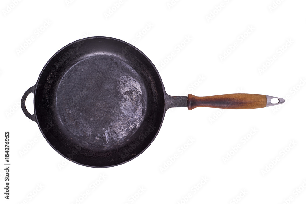 old black round cast-iron frying pa old black round cast-iron frying pa