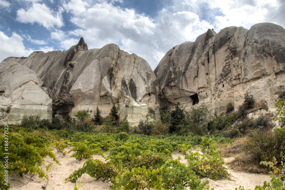 Inside the red and rose valley in Cappadocia in Turkey
