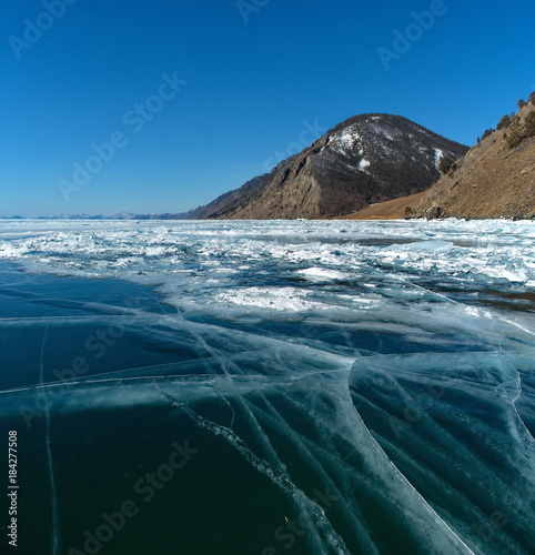 Russia. Amazing the transparency of the ice of lake Baikal due to the lack of snow and extreme cold in the winter.