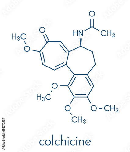 Colchicin gout drug molecule. Skeletal formula.