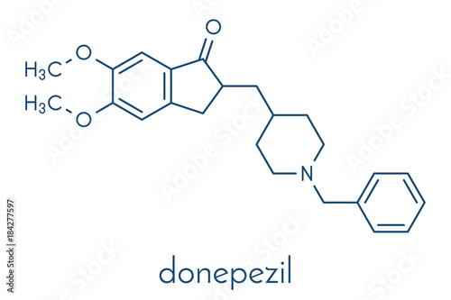 Donepezil Alzheimer's disease drug molecule. Skeletal formula.