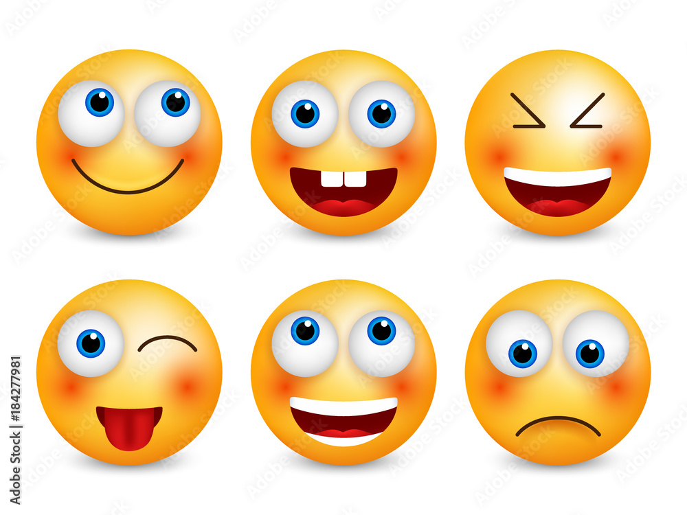 Set of emoji. Smileys vector set. Isolated vector illustration