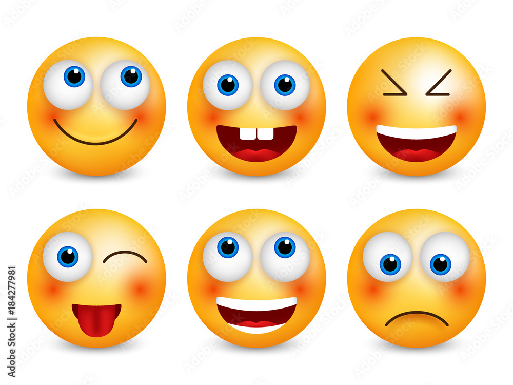 Set of emoji. Smileys vector set. Isolated vector illustration Set of emoji. Smileys vector set. Isolated vector illustration