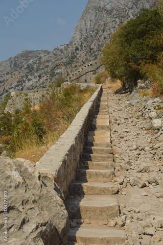 Kotor, Fortress St.Ivan at the foot of Lovćen mountain, Montenegro