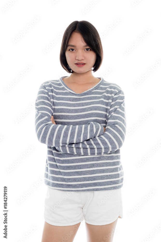 Portrait of a beautiful asian woman smiling. Isolated on white background Portrait of a beautiful asian woman smiling. Isolated on white background