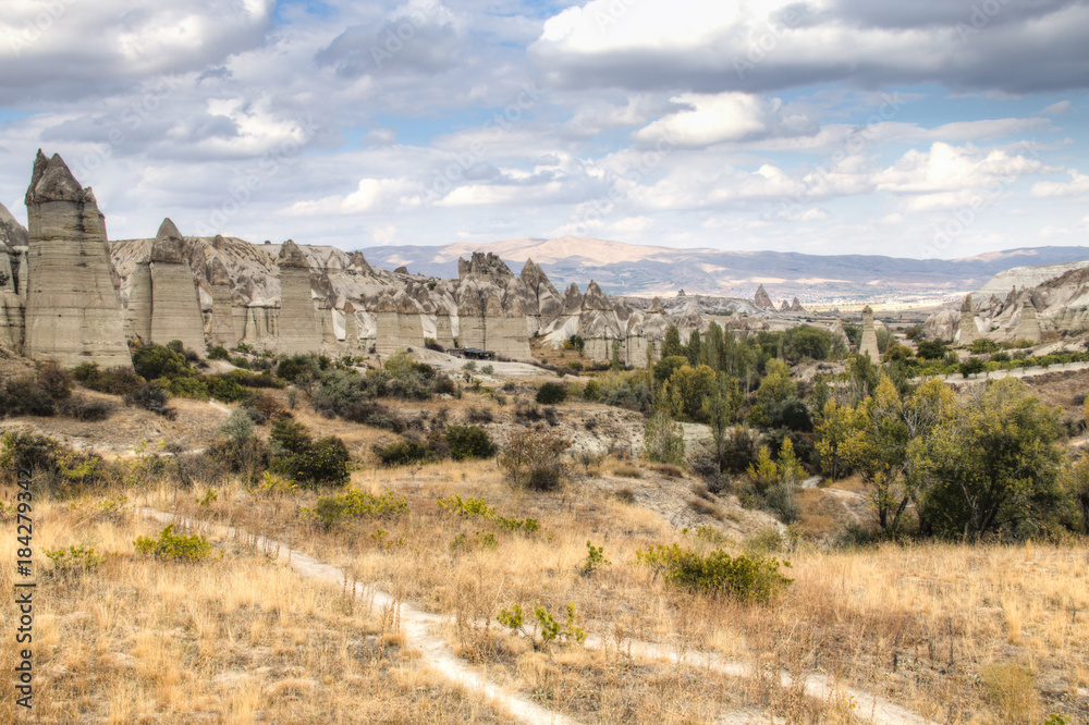 Inside honey valley, white valley and love valley in Cappadocia in Turkey
