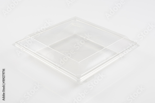 transparent plastic box food container. isolated over white background