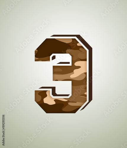 Brown CAMO Character Set. Detailed vector letter.