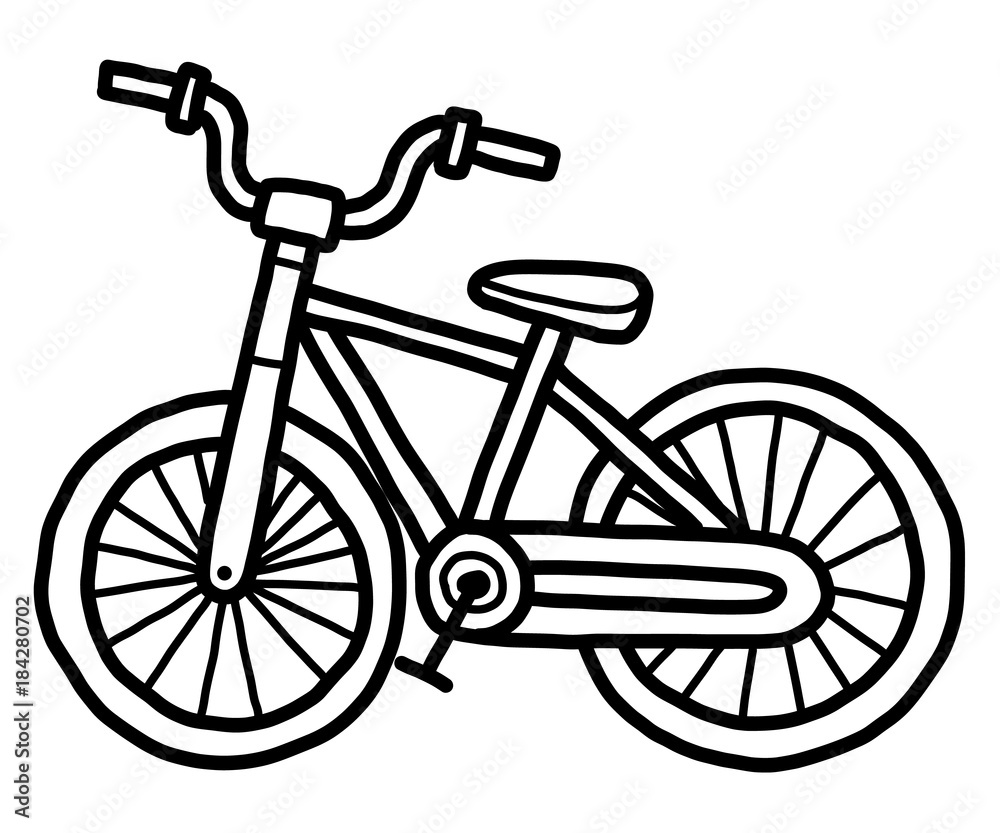 small bicycle / cartoon vector and illustration, black and white, hand  drawn, sketch style, isolated on white background. Stock Vector | Adobe  Stock