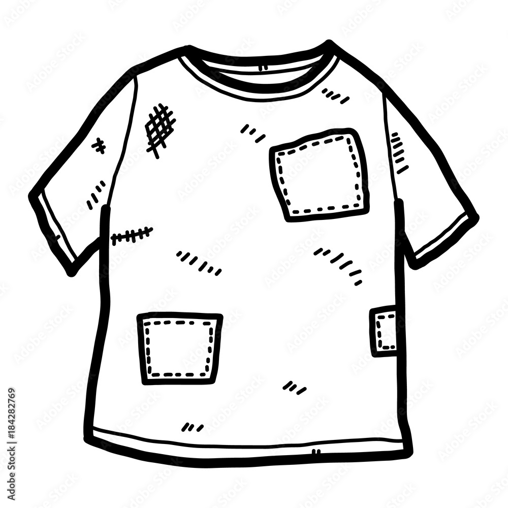 old t shirt / cartoon vector and illustration, black and white, hand drawn,  sketch style, isolated on white background. Stock Vector | Adobe Stock