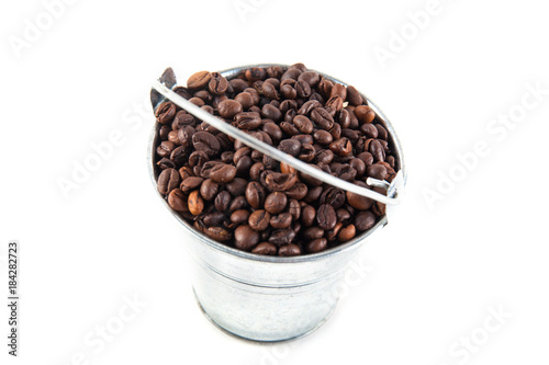 coffee beans in a bucket