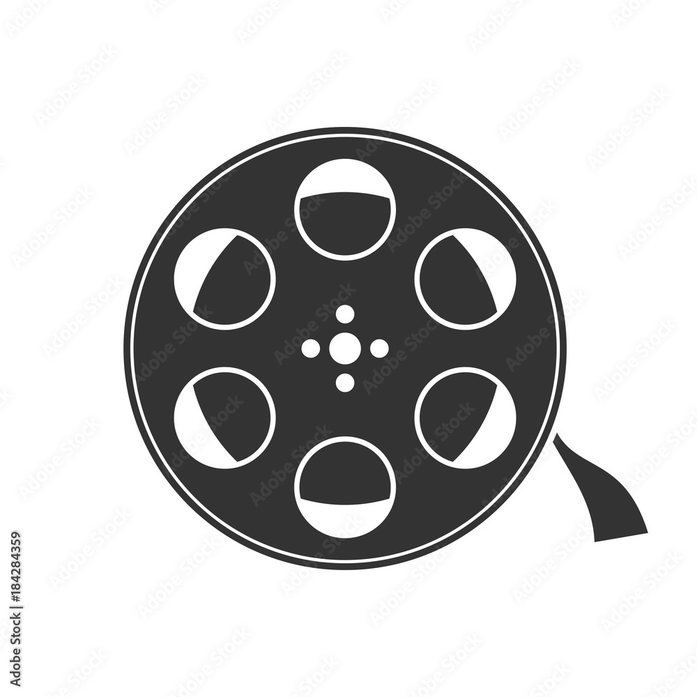 Film reel icon isolated on white background. Watch movie in the cinema vector illustration