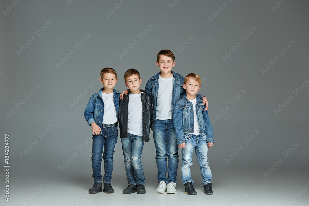 Fototapeta premium Young boys posing at studio