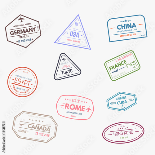 Rubber visa stamps