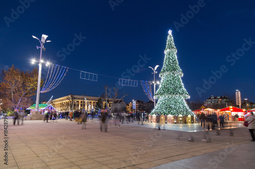 Christmas tree in the center of Burgas, Bulgaria