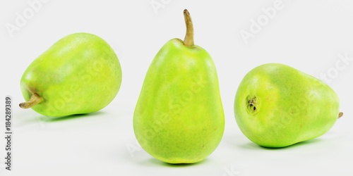 Realistic 3D Render of Green Pear