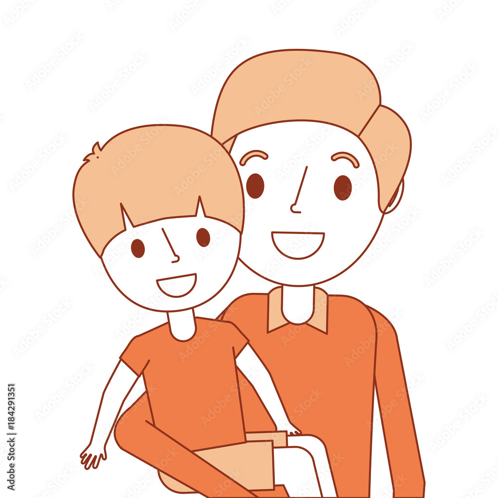 portrait dad carrying her son vector illustration portrait dad carrying her son vector illustration