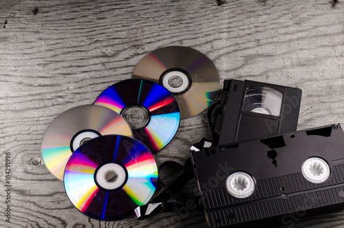 cassettes, discs, background