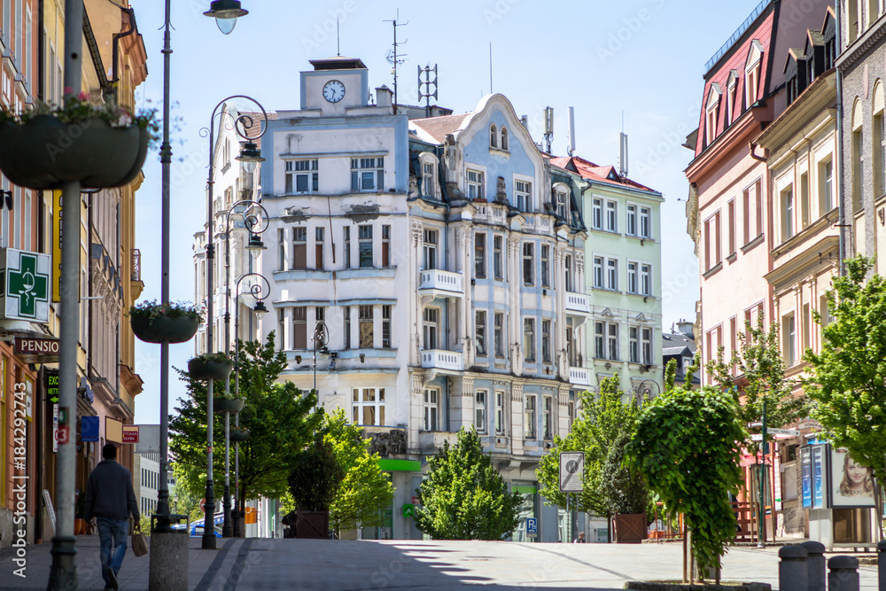 Naklejka premium Beautiful buildings of Karlovy Vary, Czech Republic