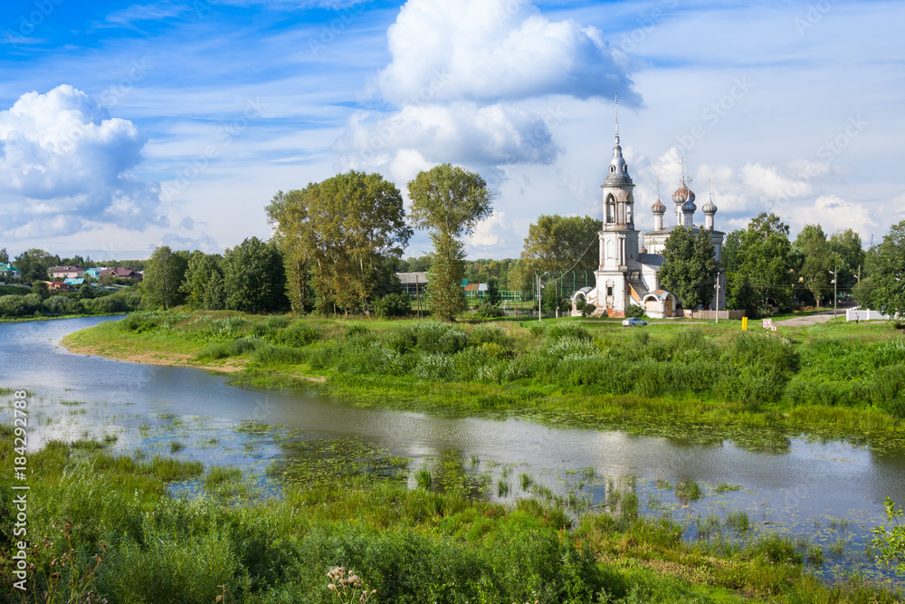 River Vologda and church of the Presentation of the Lord was built in 1731-1735 years in Vologda, Russia