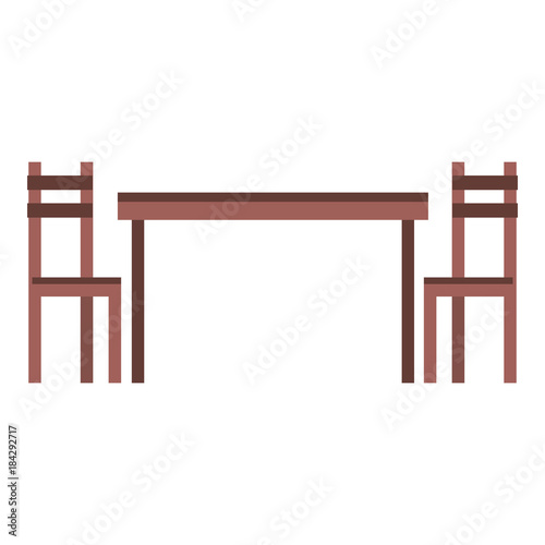 wooden table chair dining furniture empty icon vector illustration