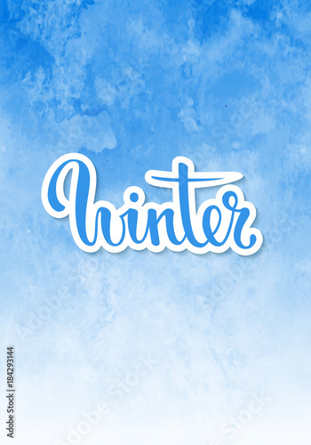 Hello winter. Hand drawn calligraphy and brush pen lettering. design for holiday greeting card and invitation of seasonal winter holidays  t-shirt  prints and posters