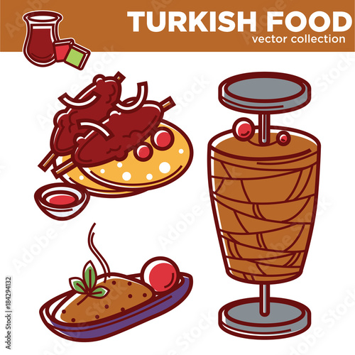 Turkish food vector collection of tasty nutritios dishes