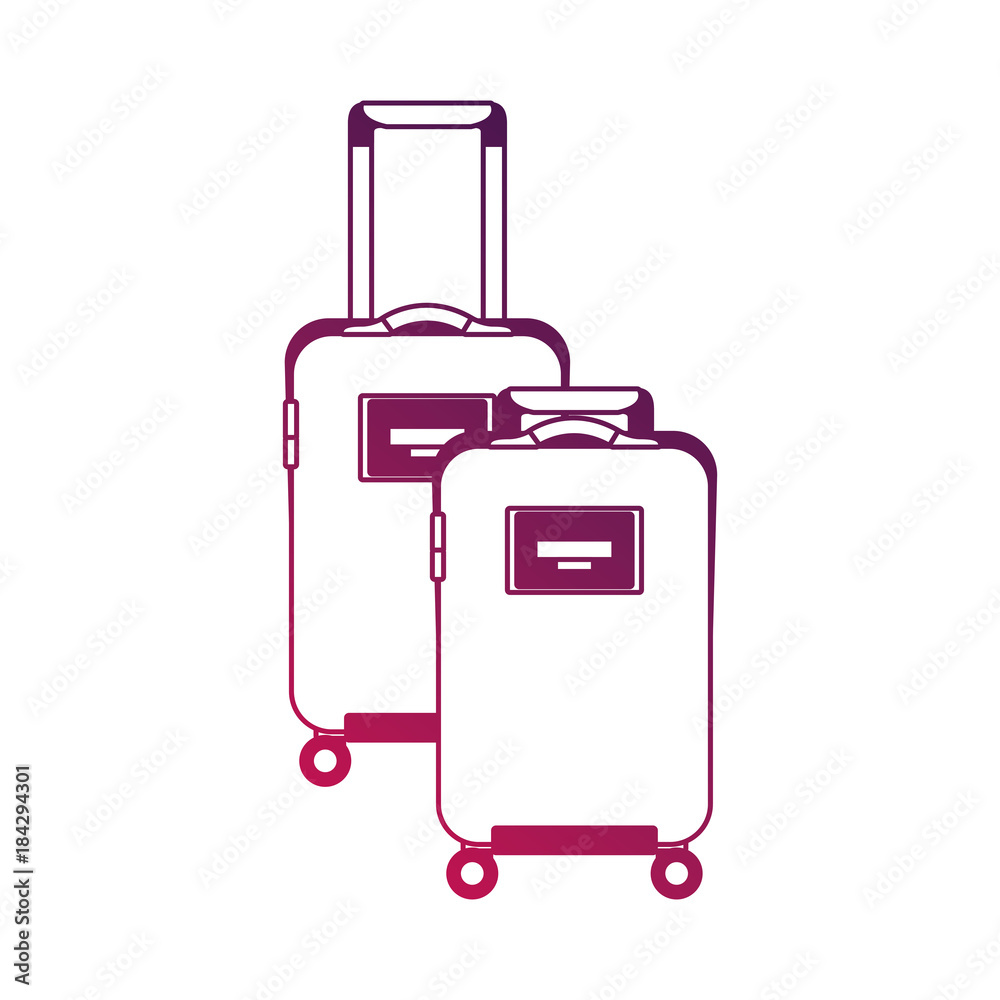 two suitcases luggage travel with handle and wheels vector illustration two suitcases luggage travel with handle and wheels vector illustration