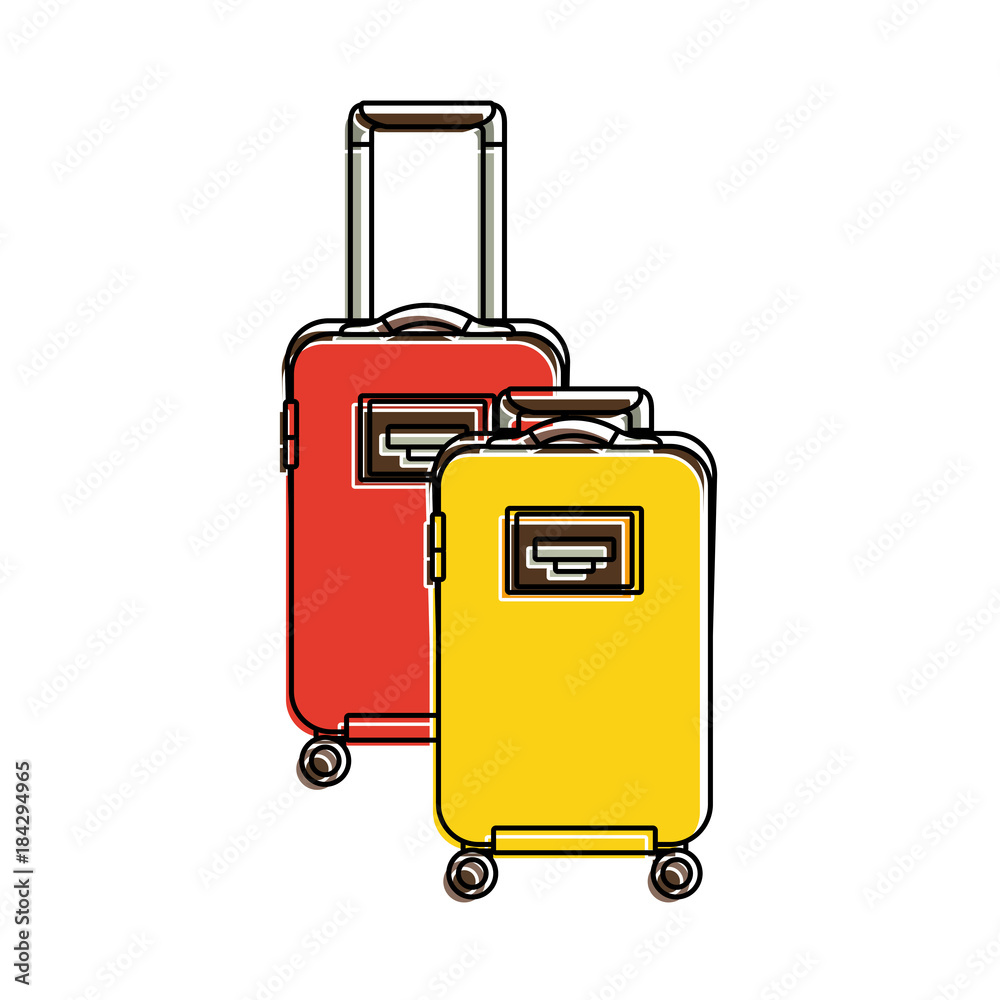 two suitcases luggage travel with handle and wheels vector illustration two suitcases luggage travel with handle and wheels vector illustration