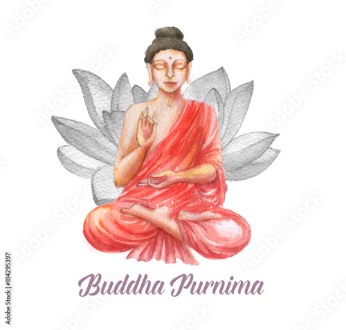 Photography Hand drawn watercolor Buddha illustration