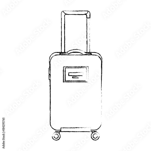 travel suitcase with retractable handle and wheels luggage vector illustration sketch design