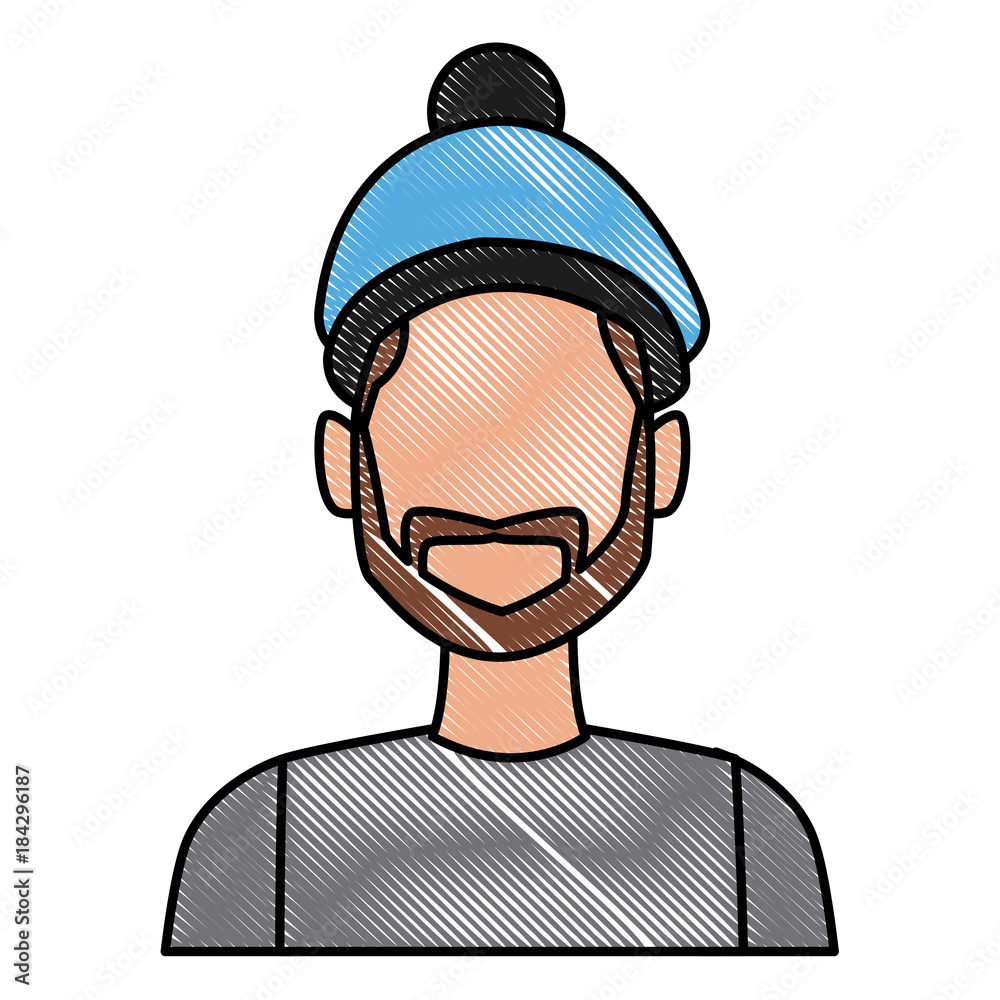 Young man with winter hat icon vector illustration graphic design