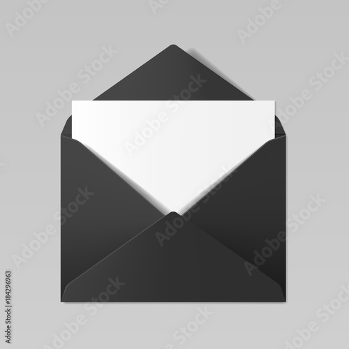 Black color realistic envelope mockup